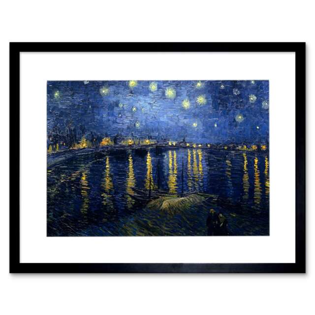 "Van Gogh Starry Night 1888 Old Master 12x16"" Framed Wall Art Print"