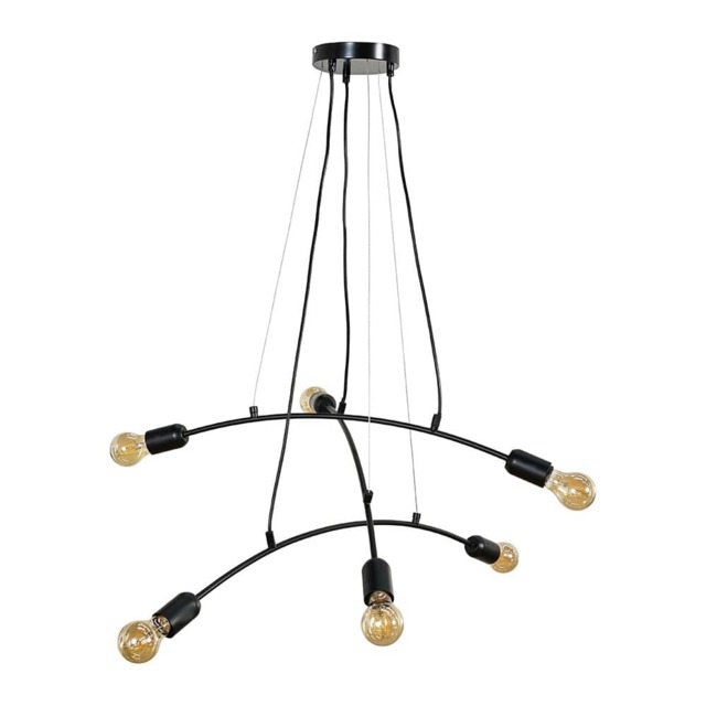 ValueLights Sandie 6 Way Black Suspended Cross Over Ceiling Light and Bulbs