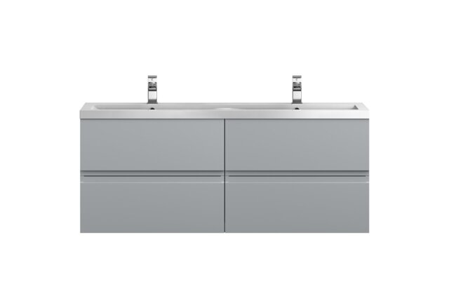 Balterley Mavesyn Contemporary 4 Drawer Wall Hung Vanity Unit with Basin, Satin Grey, 1200mm