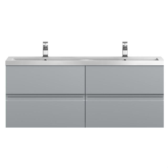 Balterley Mavesyn Contemporary 4 Drawer Wall Hung Vanity Unit with Basin, Satin Grey, 1200mm