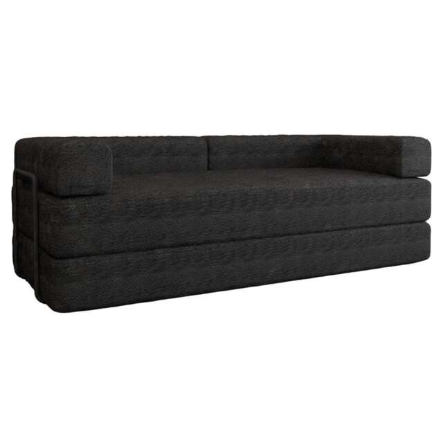 Modern 3 Seater Sofa Bed Convertible Sofa to Bed Sherpa Fabric No Assembly Modern Living Room Furniture