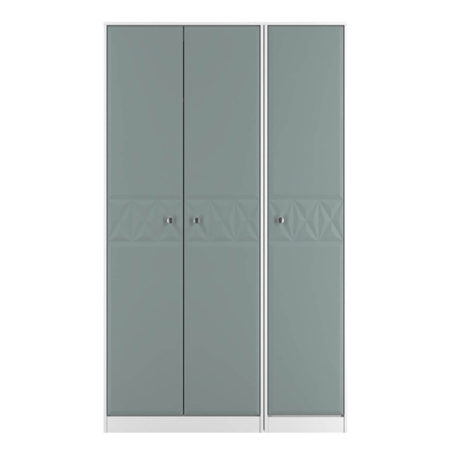 Memphis Tall Triple Wardrobe in Duck & White Matt (Ready Assembled) Blue Duck & White Matt