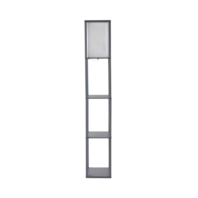ValueLights Struttura Grey Shelving Floor Lamp Shade and Bulb