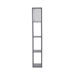 ValueLights Struttura Grey Shelving Floor Lamp Fabric Shade and Bulb