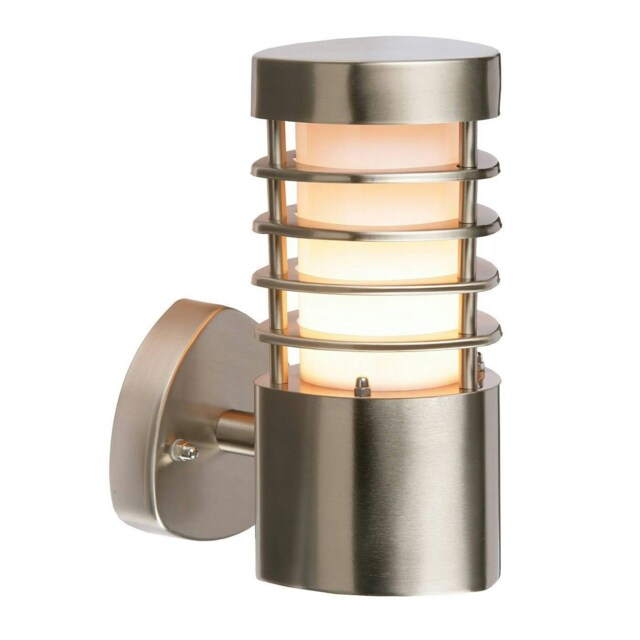 Bliss 1 Light Outdoor Wall Light Brushed Stainless Steel, Frosted Polycarbonate IP44, E27