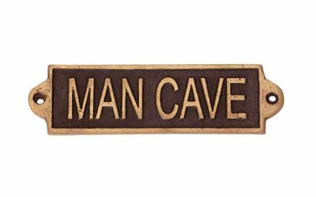 """Man Cave"" - Wall Sign - Metal - L1 x W15 x H6 cm - Black"