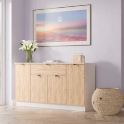 Norway 4 Door 1 Drawer Wide Sideboard in Gold Craft & Kashmir (Ready Assembled) Brown Gold Craft & Kashmir