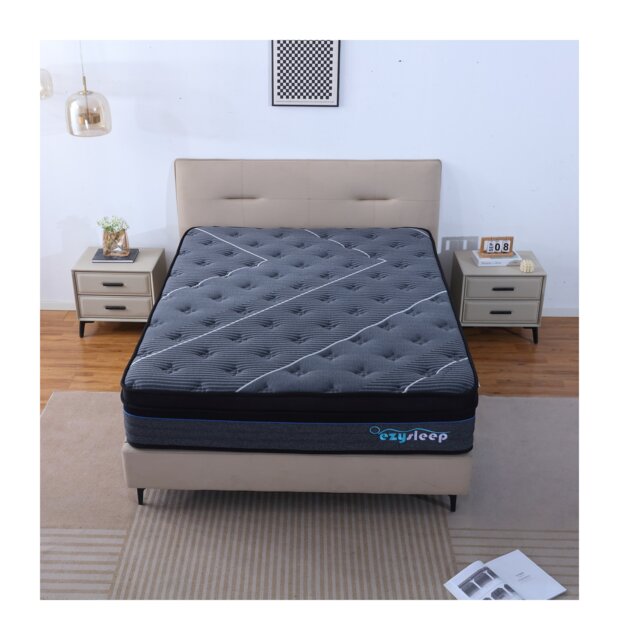Ezysleep 30cm Saphire Graphite Spring and Foam Hybrid Mattress Blue Double