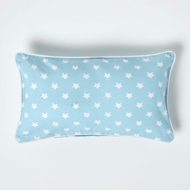 Homescapes Cotton Blue Stars Rectangular Cushion Cover - 30 x 50 cm Blue Blue 30 x 50 cm