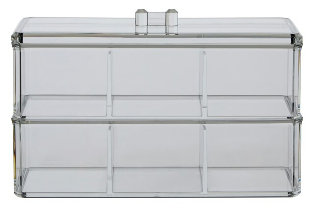 Interiors by Premier Six Compartment Plastic Cosmetics Organiser, Makeup Drawer Organiser, Cosmetic Storage Box, Makeup Tray Clear