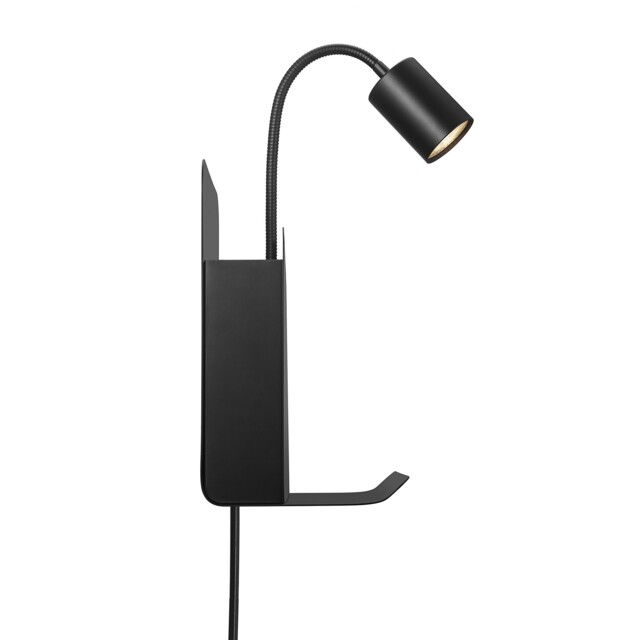 Nordlux Roomi Indoor Wall Light Black Metal Sensor GU10 Shelf - Plug In or Mains Powered , IP20