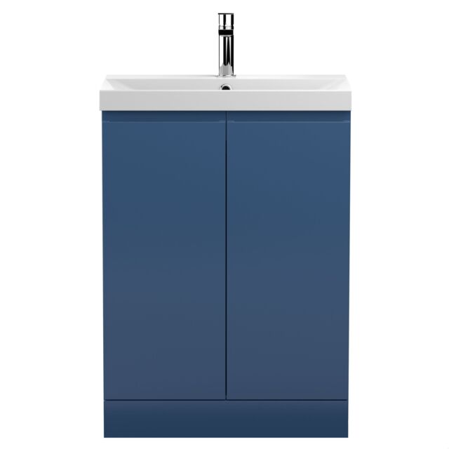 Balterley Mavesyn Contemporary 2 Door Floor Standing Vanity Unit with Thin Edge Basin, Dark Blue, 600mm