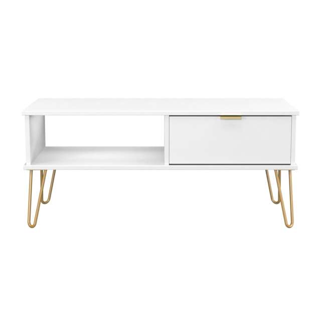 Honshu 1 Drawer Coffee Table in White Matt (Ready Assembled) White White Matt