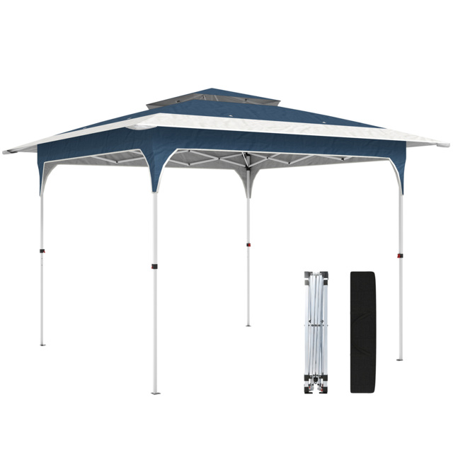 Outsunny 3.5 x 3.5 m Pop Up Gazebo, UPF50+ One-Push Party Tent, Blue Blue Blue and White 352 x 352 x 278 cm