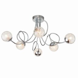 Auria LED 6 Light Semi flush Chrome With Chrome Wire, Bead Shade, G9