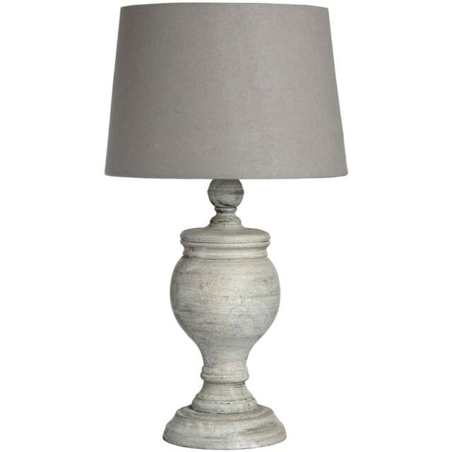 Hill Interiors Uthina Table Lamp (UK Plug) - White, Grey - H32 x W30 x D30cm