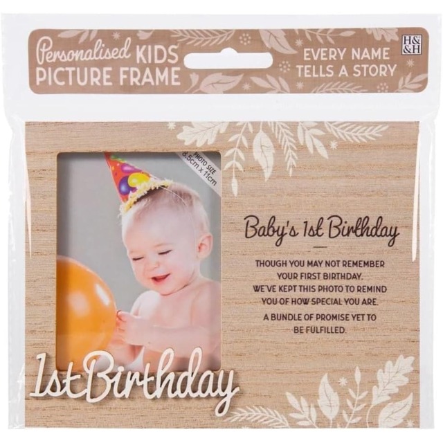 History & Heraldry Pre-Personalised Kids Wooden Picture Frame - Baby's 1st Birthday