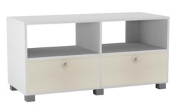Black TV Stand with 2 Drawers White White & Cream 1