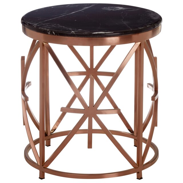 Interiors By Premier Elegant Black Marble And Rose Gold Side Table, Premium Modern Side Table For Livingroom, Marble Top Table Multi
