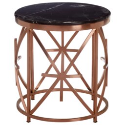 Interiors By Premier Elegant Black Marble And Rose Gold Side Table, Premium Modern Side Table For Livingroom, Marble Top Table Multi