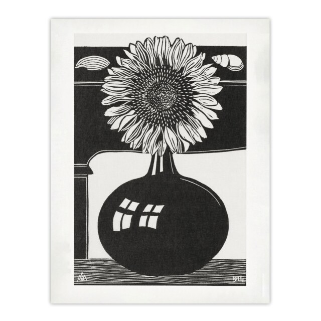 Stylised Sunflower in a Vase De Mesquita Huge Wall Art Print 18X24 In