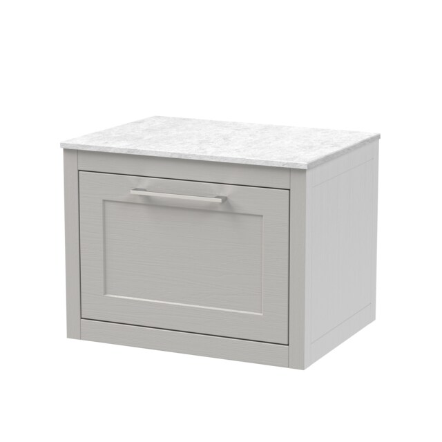 Balterley Traditional Bathroom Wall Hung 1 Drawer Vanity Unit and Marble Worktop Grey Earl's Grey 468 x 610 x 460mm
