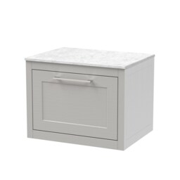 Balterley Traditional Bathroom Wall Hung 1 Drawer Vanity Unit and Marble Worktop Grey Earl's Grey 468 x 610 x 460mm