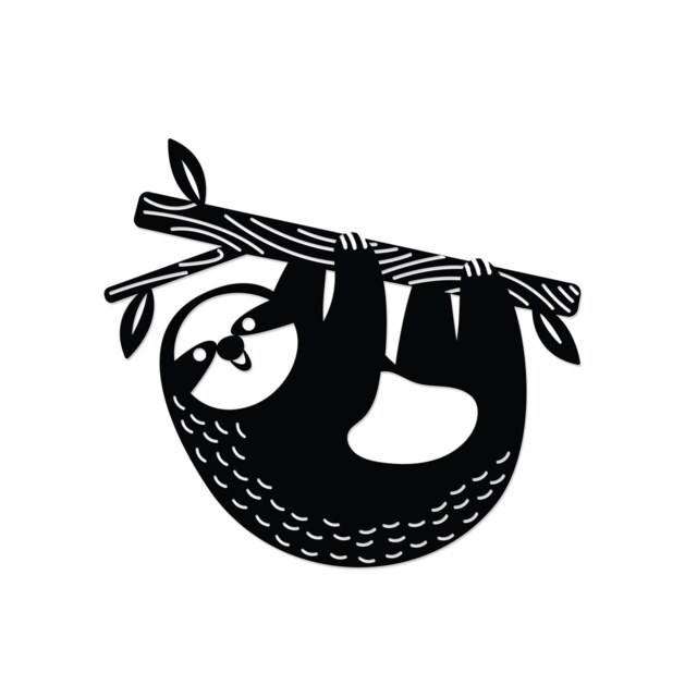 Decortie Slothy Metal Wall Art 50x45cm Black