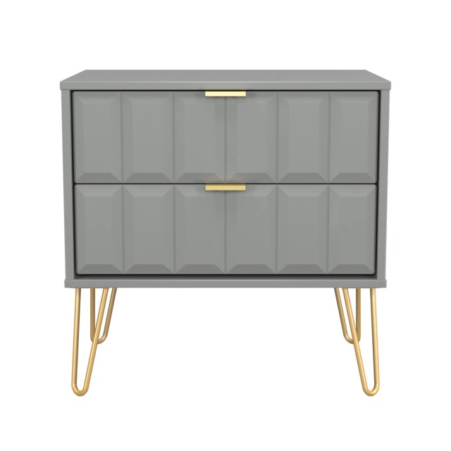 Metro 2 Drawer Wide Bedside Table in Dusk Grey (Ready Assembled) Grey Dusk Grey