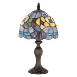 Purple Stained Glass Butterfly Tiffany Lamp with Amber Roses and Sky Blue Strips Purple Purple 1