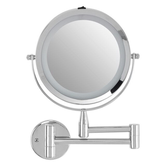 Orsina Wall Mounted LED Mirror, Durable 29x18cm Chrome Bathroom Mirror, Swivel Design