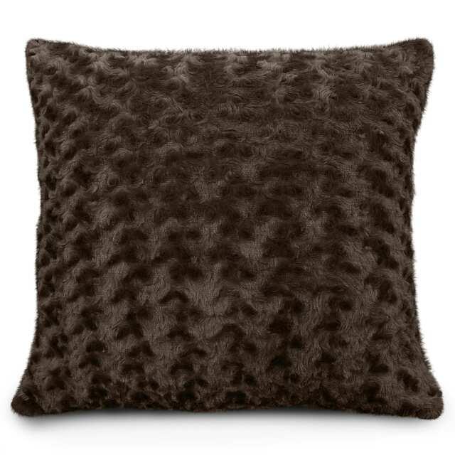 Fur Supersoft Rose Posy Cushion - 43cm x 43cm Brown Chocolate