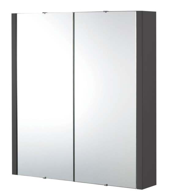 Balterley Bianca Wall Hung 2 Door Mirror Cabinet with Soft Close Doors - Premium Storage by Balterley Grey Gloss Grey 1