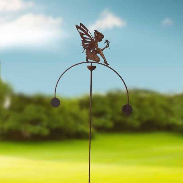Fairy Sitting Wind Rocker Double Bare Metal/Ready to Rust - Steel - W54 x H148.5 cm