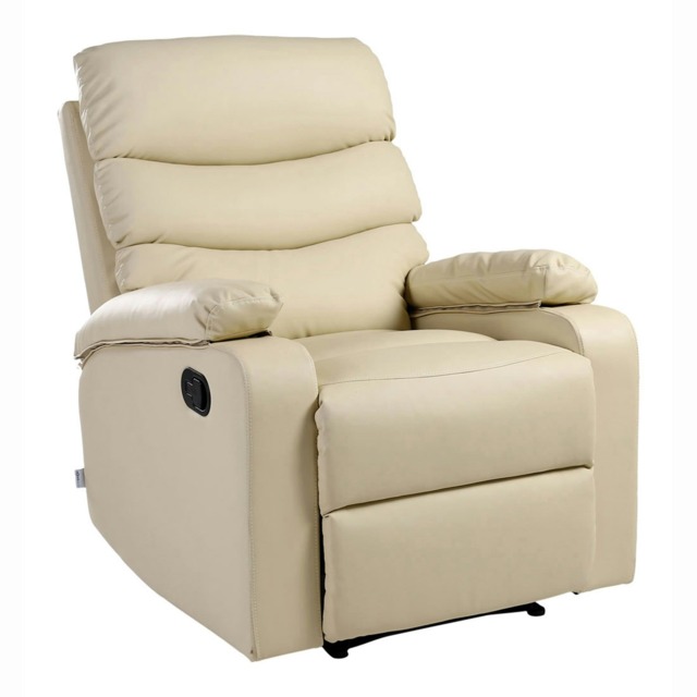 Ashby Leather Recliner Armchair Sofa Home Lounge Chair (Cream)