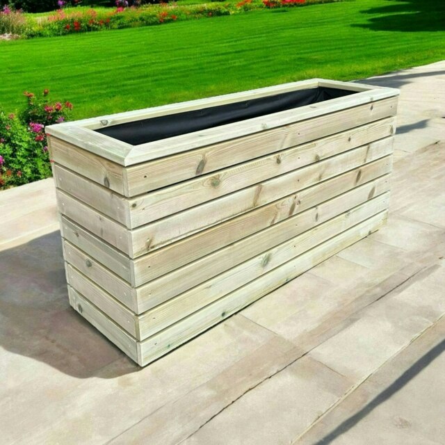 London Garden Planter - Pressure Treated Wood - L180 x W40 x H40 cm Brown