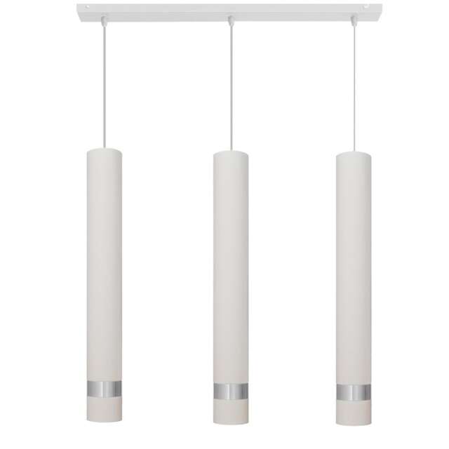 Tuba Straight Bar Pendant Ceiling Light White, Chrome 60cm