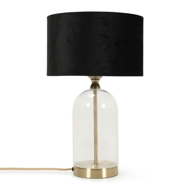 ValueLights Jessy Gold Metal Table Lamp Black Velvet Shade and Bulb