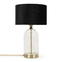 ValueLights Jessy Gold Metal Table Lamp Black Velvet Shade and Bulb