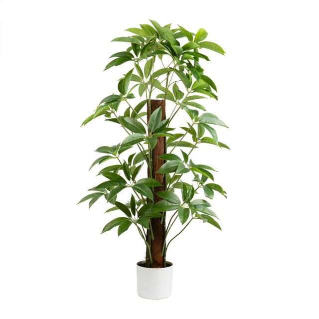 120Cm Real Touch Climbing Schefflera / Umbrella Plant In White Pot Green One Size