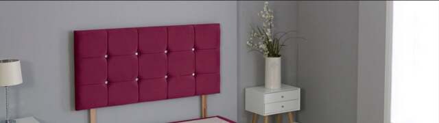 "Maroon Plush Velvet Cube Headboard Multi 4FT Small Double 26""inch Headboard"