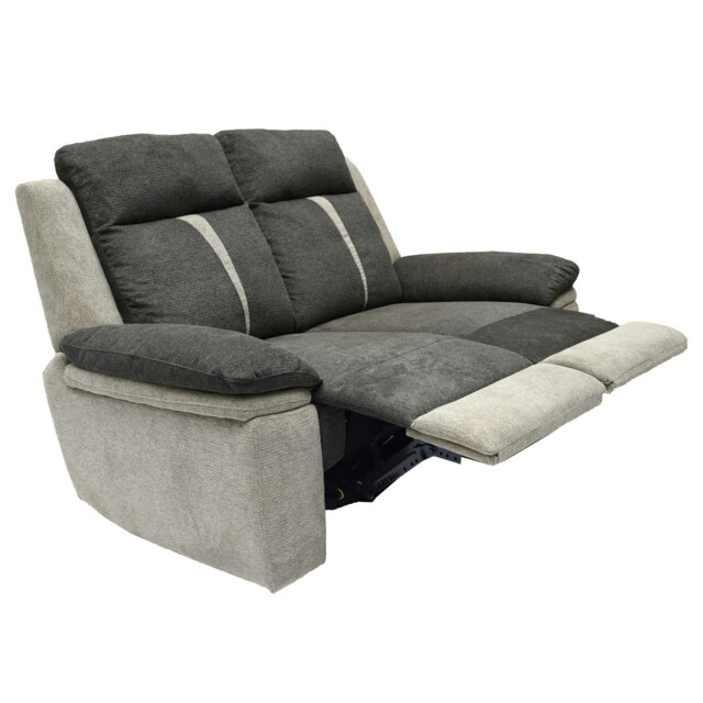Fabric Manual Recliner 2-Seater Sofa Two Tone Light And Dark Grey