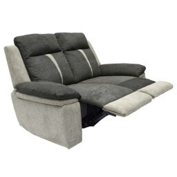 Fabric Manual Recliner 2-Seater Sofa Two Tone Light And Dark Grey
