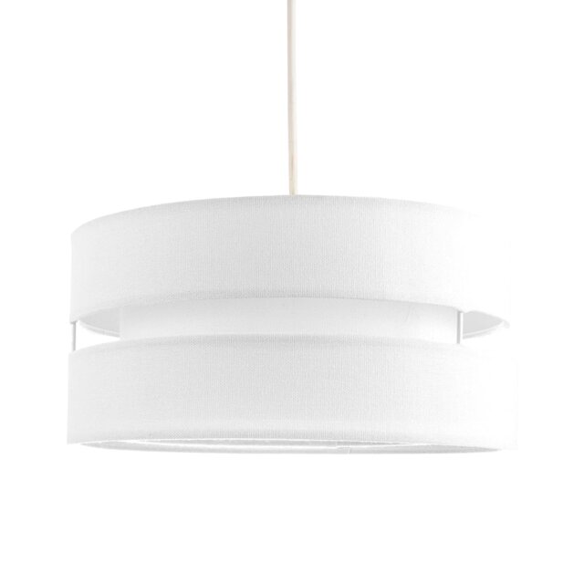Contemporary Quality White Linen Fabric Triple Tier Ceiling Pendant Light Shade White White 1
