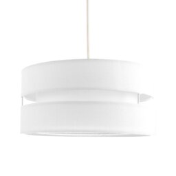 Contemporary Quality White Linen Fabric Triple Tier Ceiling Pendant Light Shade White White 1
