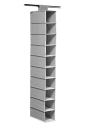 Orsina Grey and White Hanging Shoe Storage Organiser, 10 Shelf Fabric Shoe Rack, Foldable Closet Shoe Holder