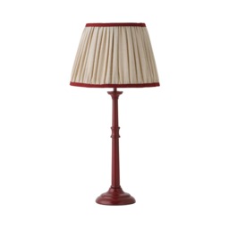 ValueLights Clara Burgundy Candlestick Table Lamp Linen Pleat Shade and Bulb