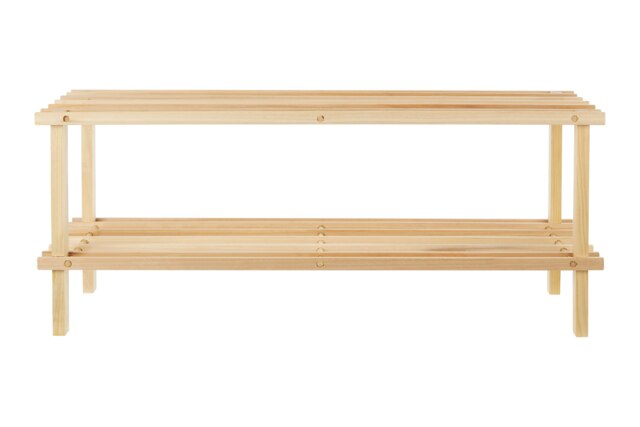 Interiors by Premier 2 Tier Cedar Wood Shoe Rack, Under Stairs Shoe Storage Solution, Wooden Shoe Stand for Home, Office Cream