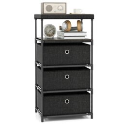 COSTWAY Fabric Chest of Drawers Storage Drawer Dresser Black