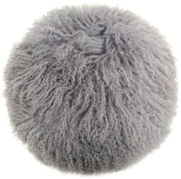 SNUGRUGS Mongolian Sheepskin Cushion - Round - 40cm Grey Round 40cm